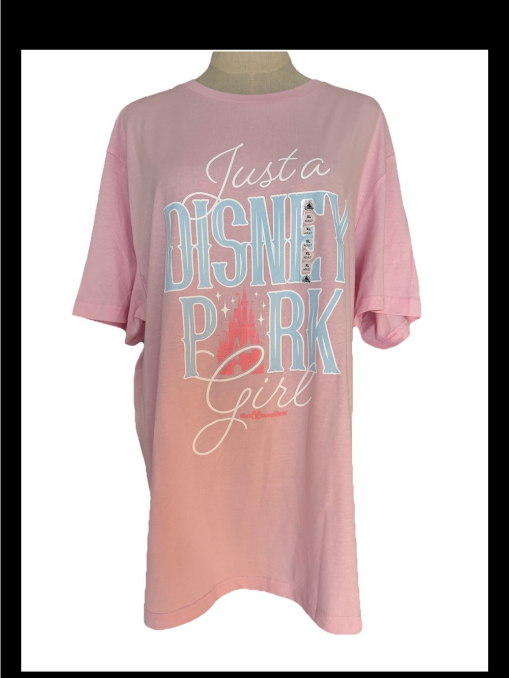Disney Parks 2026 WDW Just A Disney Park Girl Castle Pink XL T-Shirt New with ta